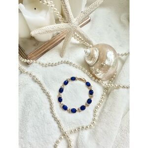 Sapphire blue rhinestone tennis bracelet ￼